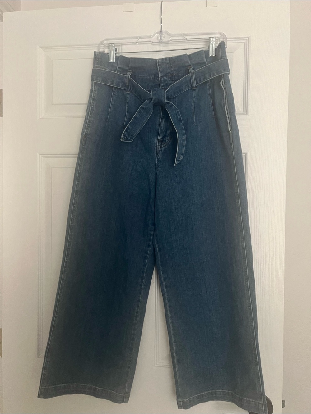 Madewell Dark Blue Wide-Leg Tie-Belt Jeans